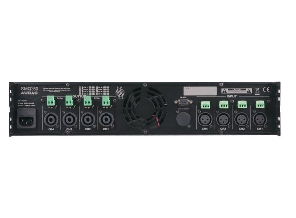 Audac SMQ350 DSP-forsterker, 4x350W RMS, RS232 